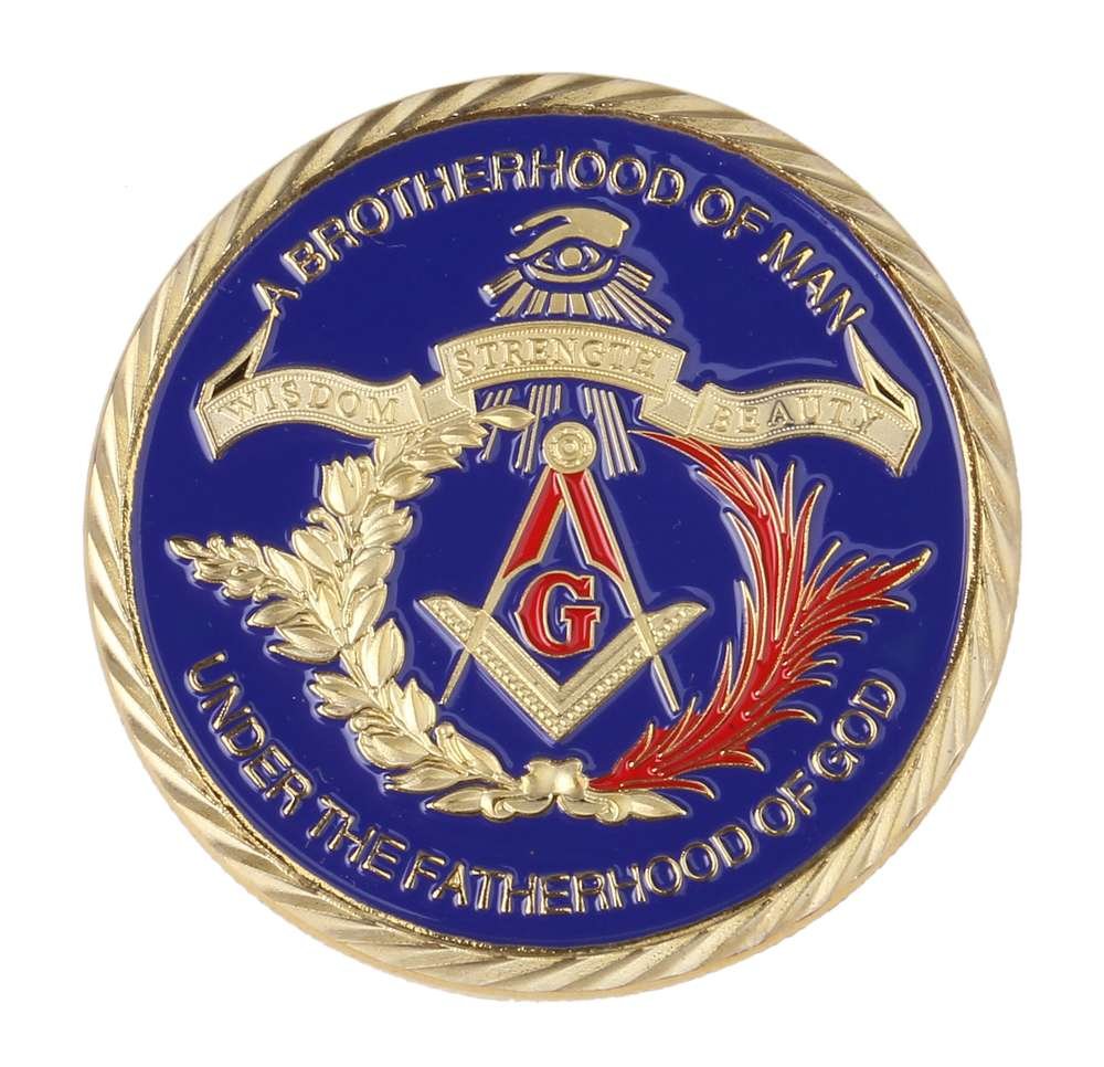 秘密結社 フリーメイソン ブルーデザインコイン 開運グッズ 記念コイン 開運 風水 コレクション Freemasonry