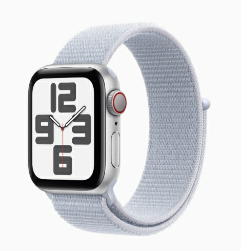 「+2倍ポイント・新品」Apple Watch SE (GPS + Cellularモデル) - 40mmシルバーアルミニウムケース MXGE3J/A + ブルークラウドスポーツループ　4549995515602