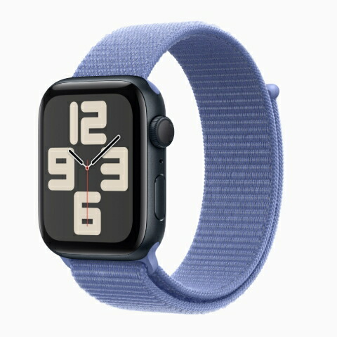 「+2倍ポイント・新品」Apple Watch SE (GPSモデル) - 44mm ミッドナイトアルミニウムケース MA7W4J/A + ペリウィンクルスポーツループ 4549995541465