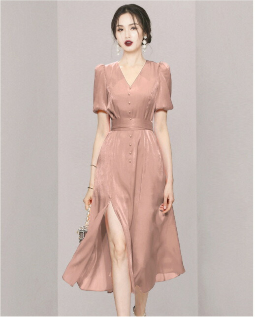 スカート ドレス Vネック 半袖 ランタンスリーブ ベルト お呼ばれ 服装 フォーマルドレス ファッション 大人 フォーマル 服 上品 大きい サイズ 30代 40代 春 秋 プリーツ パーティドレス 体型カバー マキシ 総 レース 同窓会 韓国 秋 ロング 小さい