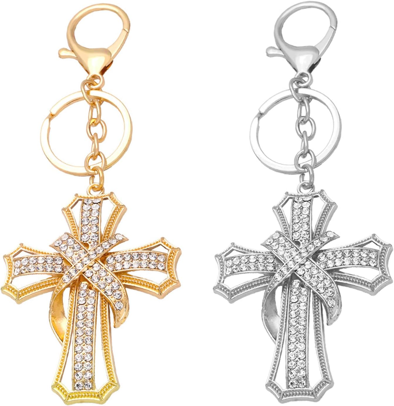【楽天市場】ラインストーンクリスタルメタルクロスキーホルダーバッグ車のキーリングホルダー女性ジュエリー財布財布チャームバックパックアクセサ