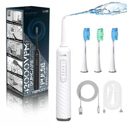 ZERO 口洗い濯ぎ器｜2インチ1音波式電動歯刷子＆ジェットウォッシャーPulseClean+（パルスクリーンプラス）こうくう洗い濯ぎ機 ジェットフロス ウォーターフロス 貯蔵タンク受け答え 毎分42,000回の音波振りまわす
