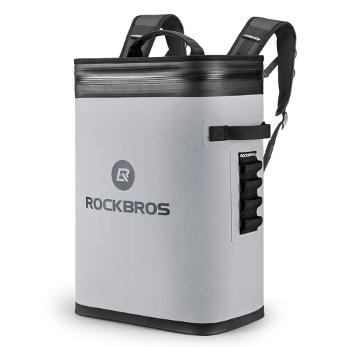 ROCKBROS(ロックブロス)クーラーボックス 保冷バッグ リュック型 ソフトクーラー 高保冷力 大容量 軽量 防水 キャンプ 釣り 花火 バーベキュー ピクニック(グレー)