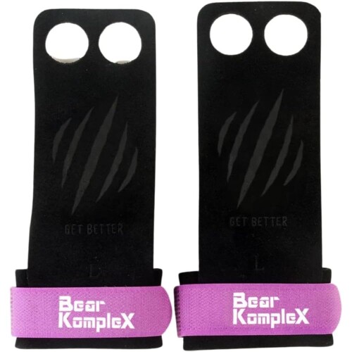 Bear KompleX 2穴レザーハンドグリップの悧巧に柔軟体操引きくらべる、はりつけ台相応う、プルアップ、重量挙げ、ウッズ手関節同盟罷工一回り、好いたらしい性と受け支える、リッピングから手の保護することと小疱 X-S大きさ 紫