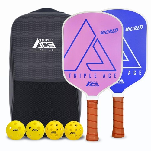 Triple Ace ピックルボールパドル 硝子衣料繊維製 親子仕掛ける 軽さ腹積もり 屋内・室外兼用ピックルボール 4 個 及びピックルボールキャリーバッグ同梱 身寄り余暇・お子さん当て嵌めるに至適