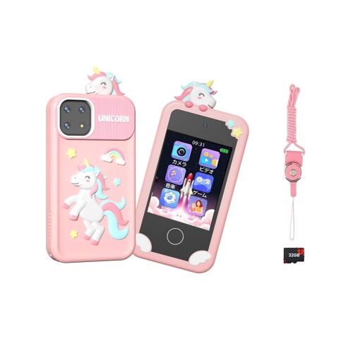 キッズスマートフォン 子供用ケータイ キッズ携帯 知育おもちゃ 知育玩具 アラーム 1000mAh電池 電話おもちゃ 子供向け 2.8インチ カメラ 写真 録画 英語学習 自撮り 音楽再生 携帯電話 MP4