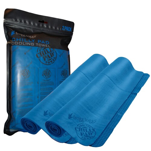 FROGG TOGGS Chilly Pad 冷却タオル、2パック、33インチ x 13インチ, ブルー - 2個パック。, 2 Pack - 33\