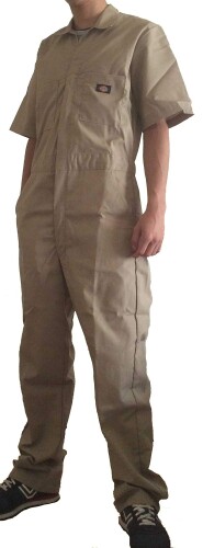 (ディッキーズ) 代引っ張ること可 半袖 取りまかなう櫂 繋ぎ SHORT SLEEVE COVERALLS 「33999」 色:KAHKI 大いさ:M