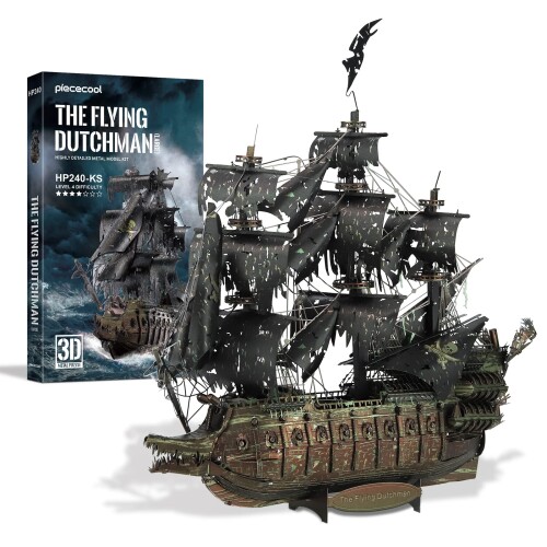 Piececool(ピースクール) 立体パズル フライング・ダッチマン 帆船 海賊船 メタリックナノパズル 3dメタルパズル 金属製船模型 組み立てキット 接着剤不要 難易度4つ星 中級者 大人向け 飾