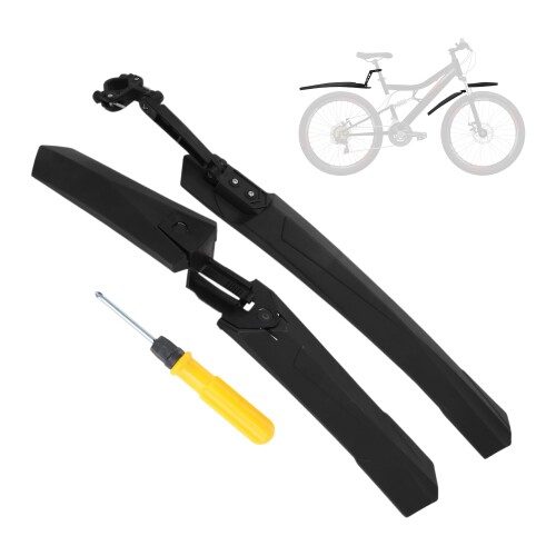 BULLSPANN 自転車 フェンダー マウンテンバイク 工具付き 延長タイプ 高さ調整可能 泥除け mtb どろよけ 前後セット 黒