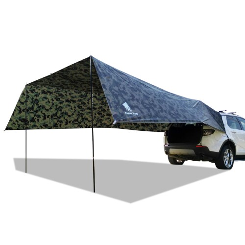 カーサイドタープ 車用 リアゲートタープ カーサイドオーニング Amazon | KOMCLUB 車用 タープ カーリアゲートタープ オープン