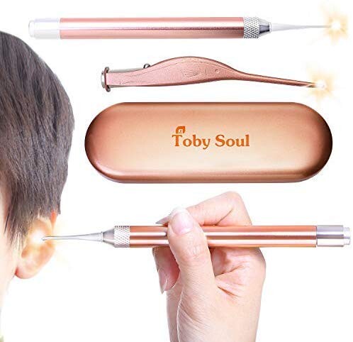 Toby Soul 耳かき LED点火装置付き添い人 光る ちびっ子用 成年者兼用 耳洗い濯ぎ 耳かき書き割り 日本語明らかにする書付き添い人