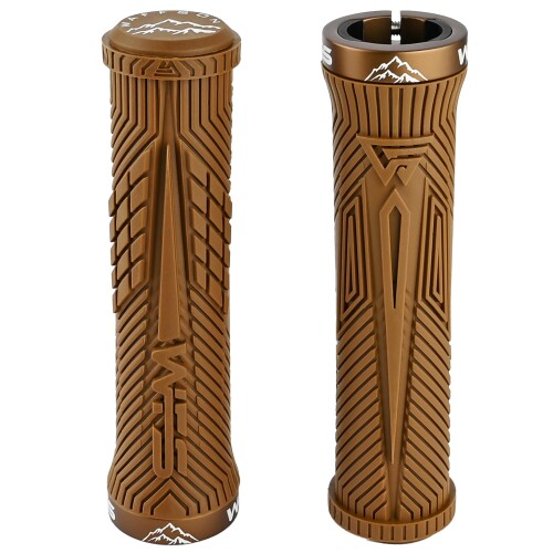 WFS Volatus Single Lock-on Grips for Mountain Bikes, Road, City Bike, 33粍 OD for Soft Comfortable Ergonomic, Anti-Slip 22粍 ID Locking Handlebar Grips for MTB, 1 Pair, Brown