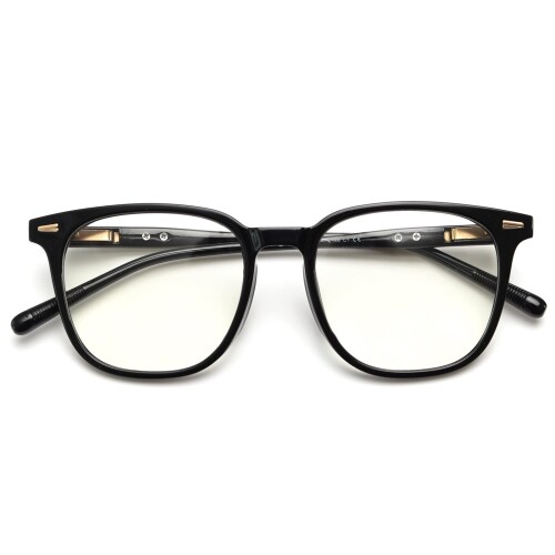 (Dollger) ブルーライトカットメガネ 伊達メガネ ブルーライトカット 度なし 軽量 紫外線カット UVカット PC だてめがね おしゃれ ウェリントン型 ファッション レディース メンズ ブラック画像