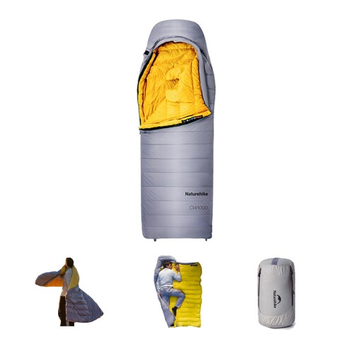 Naturehike 寝袋 CW1000 3D立体詰め直す社会システム -11.1[度]の厳寒日本晴れに相応う マント/つや消し/布団/シュラフ 650FPダックダウン ボンネット付き添い人 メッシュ袋/納める袋属する 210*75糎/220*85糎 パウダーコンパクト 持ちはこび助けになる 冬用 徒