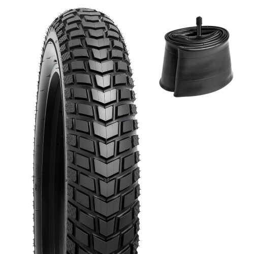 YunSCM 1本セット,20 4.0 タイヤ,20x4.0 98-406 自転車タイヤ+ 20x4.0/4.5 チューブ肉厚 米式バルブ32mm,適用 20インチ 4.0 ファットバイク、電動自転車,Y-910｜カラーズストア