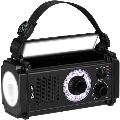 ZHIWHIS 防災ラジオ FM/AM/SW/ワイドFM対応 懐中電灯 手回し充電/ソーラー充電/USB-C充電式/乾電池で使用可能 10000mAh/大型つまみ/SOSアラーム付き 携帯小型 震災 台風 停電緊急対策 防災グッズ 20