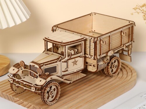 Hallisun 3D木製トラックパズル 3D立体パズル カーウッドパズル 車DIY組み立て式 メカニカルトラック組み立てキット ミニチュア木造カークラフト 趣味 コレクター 女性男性への誕生日プレ