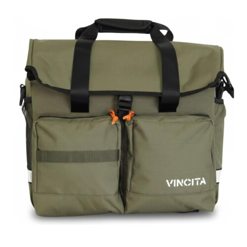VINCITA Voyage Atlasバッグ BROMPTON フロントバッグ ブロンプトン 折りたたみ自転車用 クイックリリース 簡単着脱 フロントキャリアフレーム付き ショルダーストラップ付 レインカバー付 防