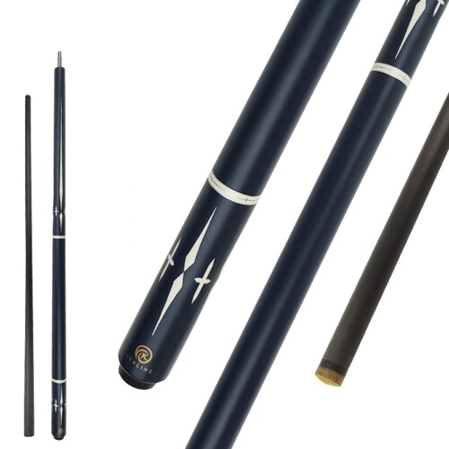 KHEALING ビリヤード キュー カーボン 1/2playcue 多層豚皮頭 樹脂先角 T 700カーボンファイバー 147cm ビリヤード用品 ハンドメイド 真っ直ぐ 適球類/黒八、九球 19~20 OZ 収納ケース付き