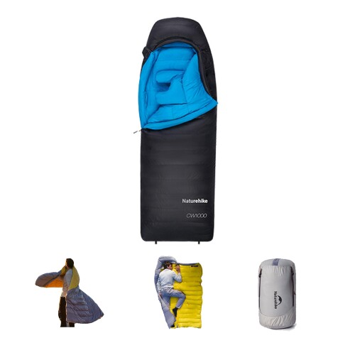 Naturehike 寝袋 CW1000 3D立体詰め直す社会システム -11.1[度]の厳寒気象状況に相応う マント/つや消し/布団/シュラフ 650FPダックダウン ボンネット付き添い人 メッシュ袋/納める袋属する 210*75糎/220*85糎 パウダーコンパクト 持ちはこび助けになる 冬用 徒