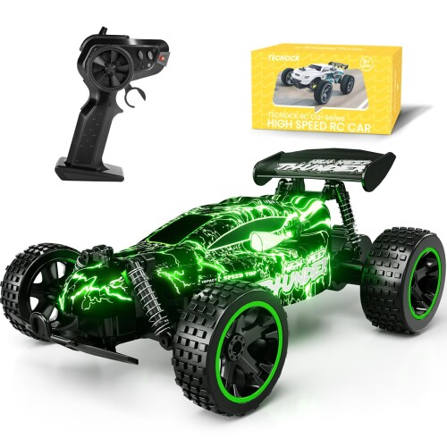 Tecnock ラジコンカー 子供向け ラジコン Type-C USB充電 おもちゃ 車 オフロード 2.4Ghz RCカー 誕生日 プレゼント (グリーン)