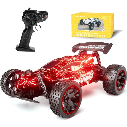 Tecnock ラジコンカー 子供向け ラジコン Type-C USB充電 おもちゃ 車 オフロード 2.4Ghz RCカー 誕生日 プレゼント (レッド)