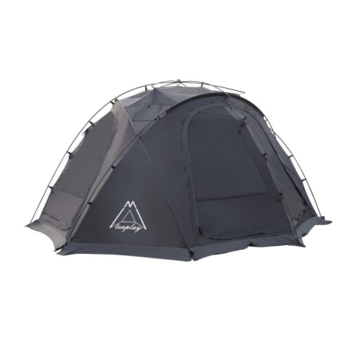 「Shelta Pod×TENPLAY」NEBULA200ドームテント 大型4-6人用 幅385cm高さ200cm 煙突穴付き 防水 耐水圧5000mm UVカット 2重層 自立式 ポール 4シーズン アウトドア 雪山 キャンピング防風避難 防災 キャ