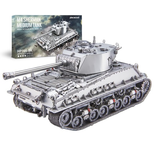 Piececool (ピースクール) 立体パズル 金属製 M4シャーマン中戦車 タンク 3dパズル 組み立て必要 接着剤不要 難易度4つ星 中級者 大人向け コレクション