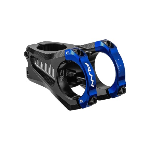 Funn イコライザー (Equalizer) バイクステム - ゼロライズ、長さ50mmのステム、バークランプ35mm付き。マウンテンバイクとBMXバイク用の0度の自転車ステム (ブルー)