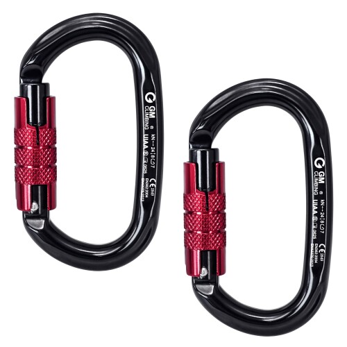GM CLIMBING UIAA CE公許 24kN ロッキングカラビナ オーバル型 飛行機級の軽銀製 山登り クライミング ビレイ アーボリスト 天然木クライミング 3類概念鍵を掛けるあり オート鍵を掛ける 2個入り口・入口