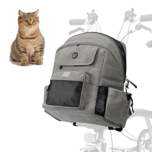 ROCKBROS 自転車 フロントバッグ バックパック 2-in-1デザイン 自転車バッグ 21L大容量 通気性 飛び出し防止 ポケット付き ブロンプトンバッグ 折りたたみ自転車用 猫 小型犬 お出かけ 通勤