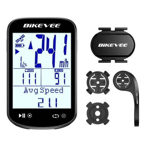 Bikevee 無線電話 GPS 循環過程電子計算機 バンドル 銀輪用機敏さ米突＆オドメーター ケイデンスセンサー付 自動小銃うしろ側ともし火＆自動小銃差し止める IPX7雨合羽 2.6inFSTN硝子LCD デュ