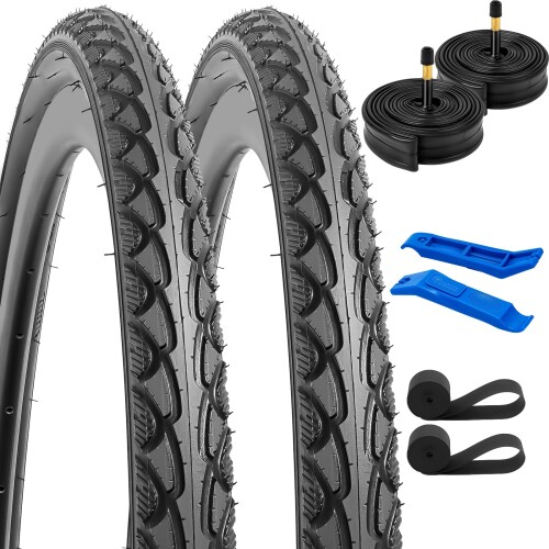 YunSCM 2本セット,700 38c タイヤ,700 38c 40-622 自転車タイヤ+ 700x35/43c チューブ 米式バルブ48mm +リムテープ+タイヤレバ,Y-1134|カラーズストア