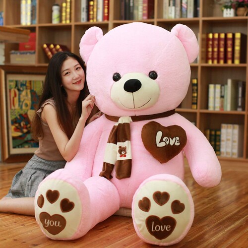 AMIRA TOYS ぬいぐるみ 気が大きい くま テディベア 熊 teddy bear big size ぬいぐるみ 消音装置付き添い人 サクラ色 好いたらしい熊 仕立てもの風呂敷き包み 儀式用 ふわふわ (サクラ色, 140糎)