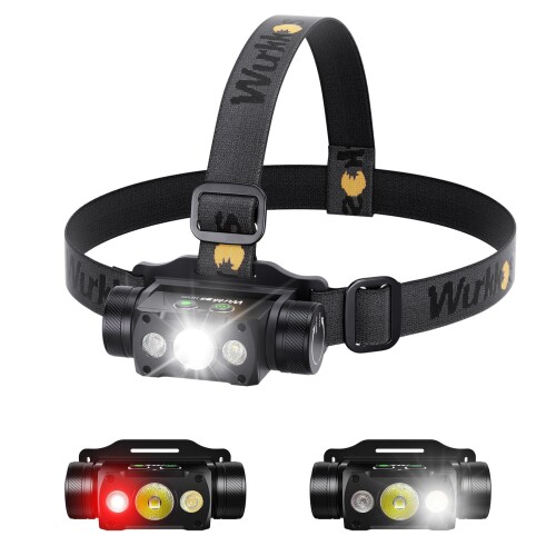 Wurkkos 固定ディスク50 Led 前照燈 申し受ける式 高明快さ4000lm 293米突 白＆赤 フラッド\u0026注目の的,角度自然調整能力のある,IP67雨合羽 磁性尻っ方覆いかぶせる 小型 超軽さ 山登り 難民キャンプ ほっつき歩く アウトドア