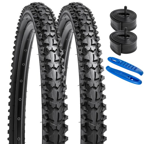 YunSCM 2本セット,24 1.95 タイヤ,24x1.95 53-507 自転車タイヤ + チューブ米式バルブ32mm+タイヤレバー,適用 24インチ 1.95 マウンテンバイク,Y-1001A 6,269円