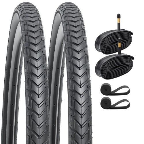 YunSCM 2本セット,700 40c タイヤ,自転車 タイヤ 700x40c 42-622+ 700x35/43c チューブ 仏式バルブ48mm +リムテープ + タイヤレバー,適用 700x40c ロードバイク,Y-148-FV|カラーズストア