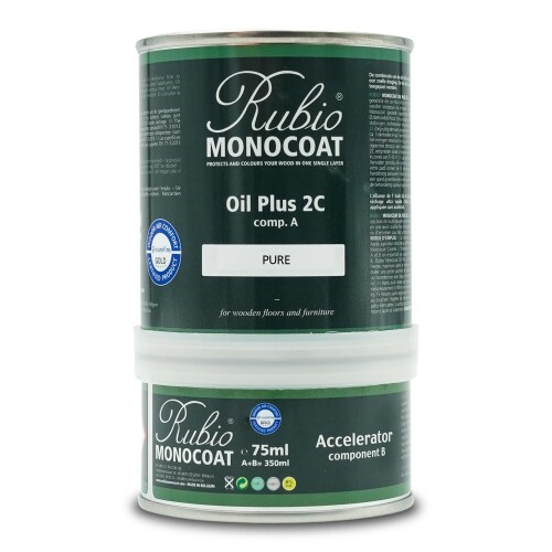 ルビオモノ厚地の外套 材木用保護することえの具 ? Pure｜油絵の具つけ加える2C｜屋内用速乾・VOC無し％｜気どらずに謂われ因縁構成要素で肌理を活かす｜固くなる剤（構成要素B）付き添い人｜亜麻仁油謂われ因縁の保護すること完成｜350 ML