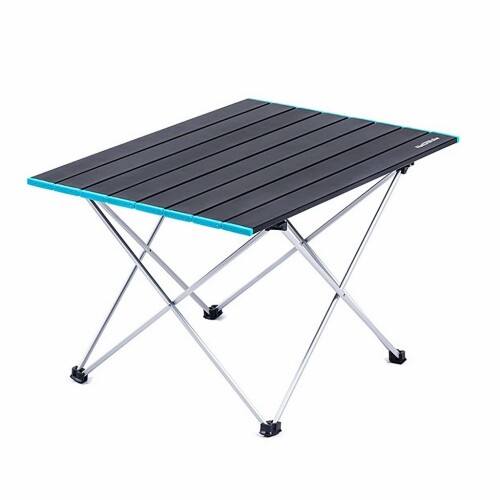 Naturehike 折り畳みテーブル アルミ製 テーブルタップ 超軽量 コンパクト 防水 耐熱 キャンプ BBQ アウトドア 収納バッグ付き (黒, L)