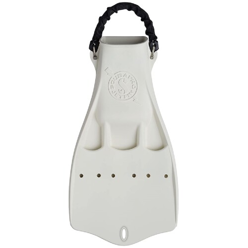 SCUBAPRO ジェットダイビングフィン スプリングヒールストラップ付き(ホワイト、ミディアム)。