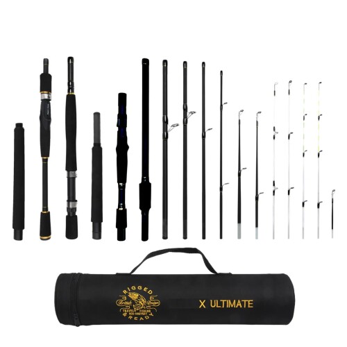 Spinning-Baitcast 旅行用釣り竿。25イン1コンビネーションロッド。無限の究極のコンパクトスピンキャストフライ 海水/淡水/バス/鯉/フィッシュポール