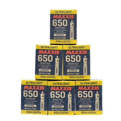 MAXXIS ULTRALIGHT 650x18-25C 48粍 Bike Inner Tube Presta FV, 6 Pack, STB2289-6