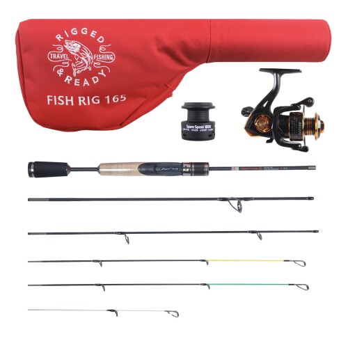 Rigged and Ready Fish Rig 165.超軽量釣り竿、リールとケースの組み合わせ +3チップ.165 cm 5'10.2 cm + 144 cm 4'9"釣りオプション.3 キャストウェイト|カラーズストア