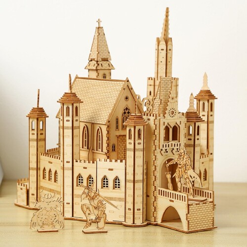Hallisun 3D木製パズル 大人向け 14歳+ 組み立て立体パズル 城キャッスル Castle メカニカル クラフト手芸 DIY 機械式 ウッドパズル おもちゃ 趣味 クリスマス バレンタインデー ヴィンテージ