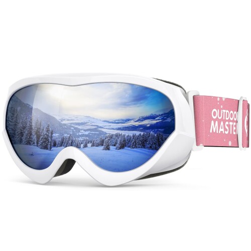 (OutdoorMaster) スキーゴーグル キッズ UV400 紫外線100%カット OTG メガネ対応 180°広視野 曇り止め ダブルレンズ スノーゴーグル 子供用 スノボートゴーグル 3層スポンジ 通気性 防風 防雪 防