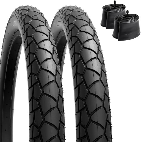 YunSCM 2本セット,26 3.0 タイヤ,26x3.0 76-559 自転車タイヤ + 26x3.0/3.5 チューブ 肉厚 米式バルブ32mm,適用26インチ 3.0 電動自転車、ファットバイク、スクーター,Y-909