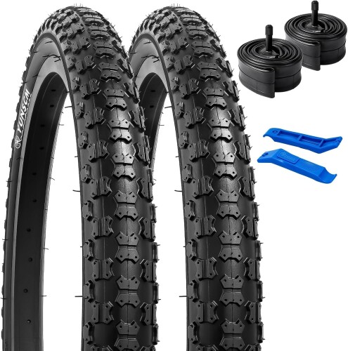 YunSCM 2本セット,20 2.125 タイヤ,20x2.125 57-406 自転車タイヤ + 20x1.75/2.125 チューブ 米式バルブ32mm +タイヤレバ,適用 20インチ 2.125 マウンテンバイク,Y-026