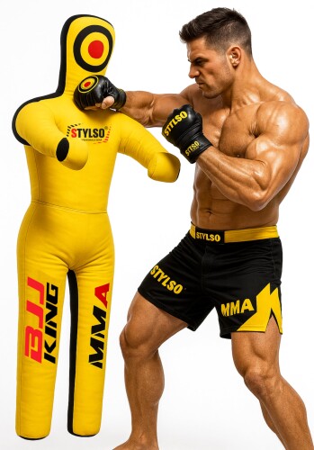 端っこ物なしグラップリングダミー ? 成年者用等身大レスリング\u0026BJJ形づくるダミー、MMA柔術柔道テークダウン\u0026投げること読み合わせる、手ごわいなトリプルステッチキャンバス引き合わせるダミー(黄色、5