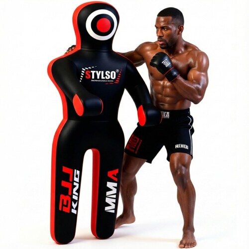 端っこ物なしグラップリングダミー ? 成年者用等身大レスリング\u0026BJJ形づくるダミー、MMA柔術柔道テークダウン\u0026投げること読み合わせる、手ごわいなトリプルステッチキャンバス引き合わせるダミー(黒いこと、6